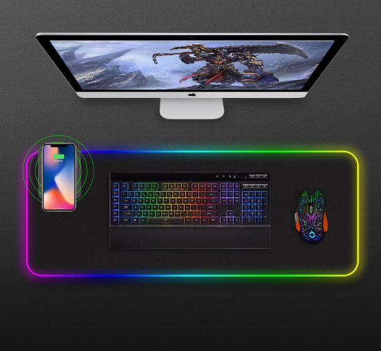 Wireless Charger LED Light Colorful RGB Glowing Mouse Pad
