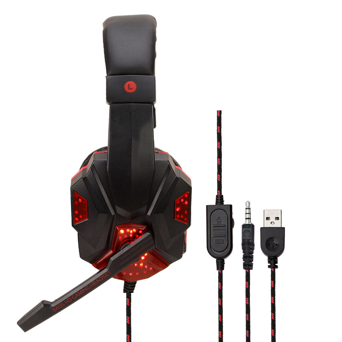 Gaming 7.1 Wire-controlled Headset Light-emitting Headphones